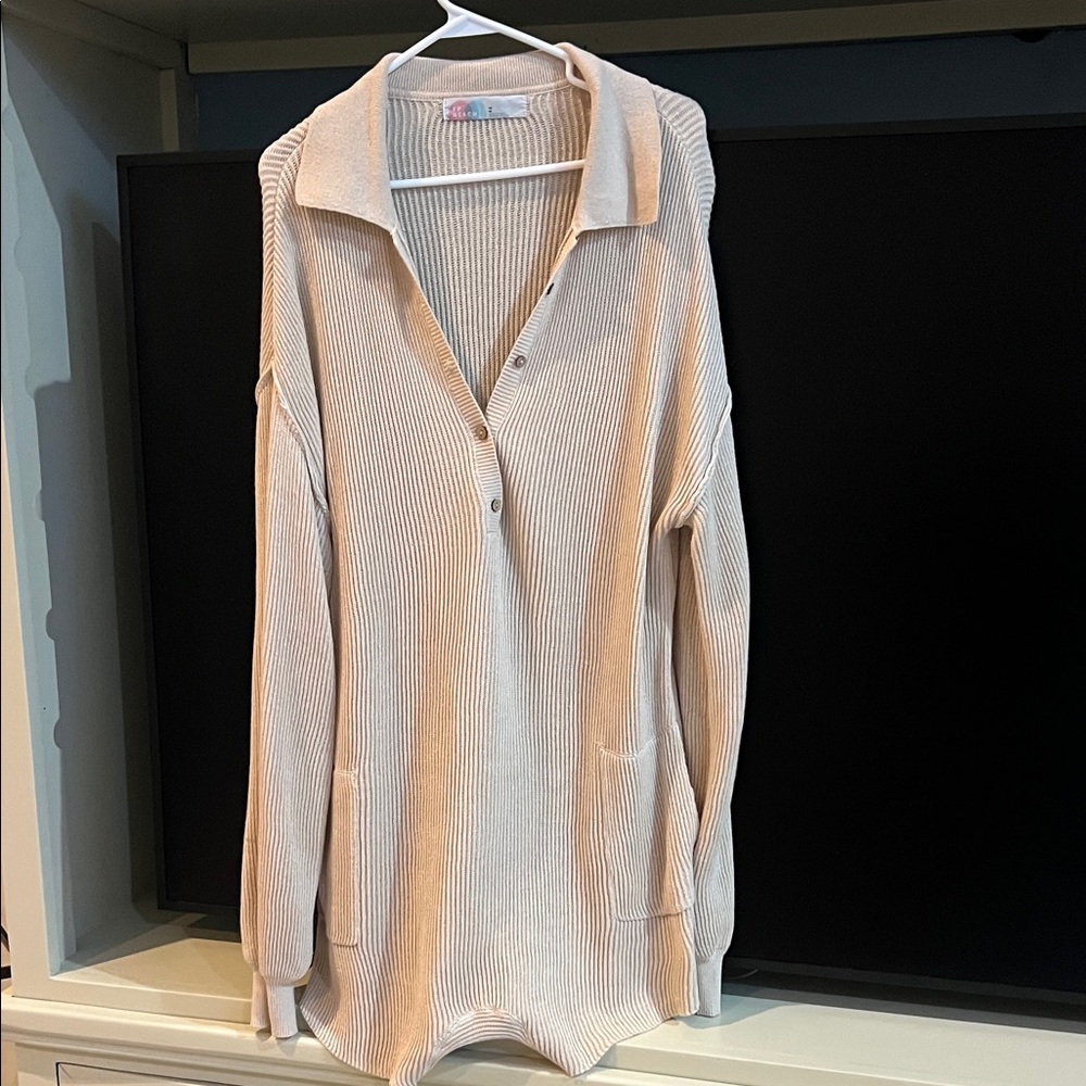 FP Movement by Free People Cream Ribbed Jumpsuit